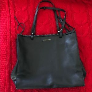 Black leather Vince Camuto tote.